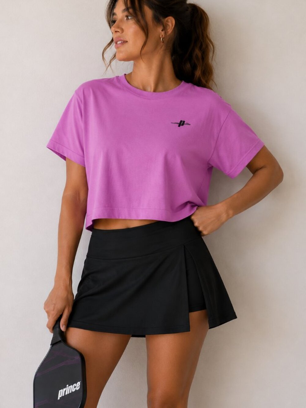 Prince Women’s Cropped Pickleball Tennis Tee XL Pink Purple NWT Activewear